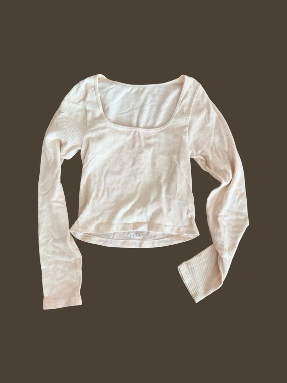 OQQ Viral Butter Yellow Seamless Ribbed Long Sleeve Crop Top